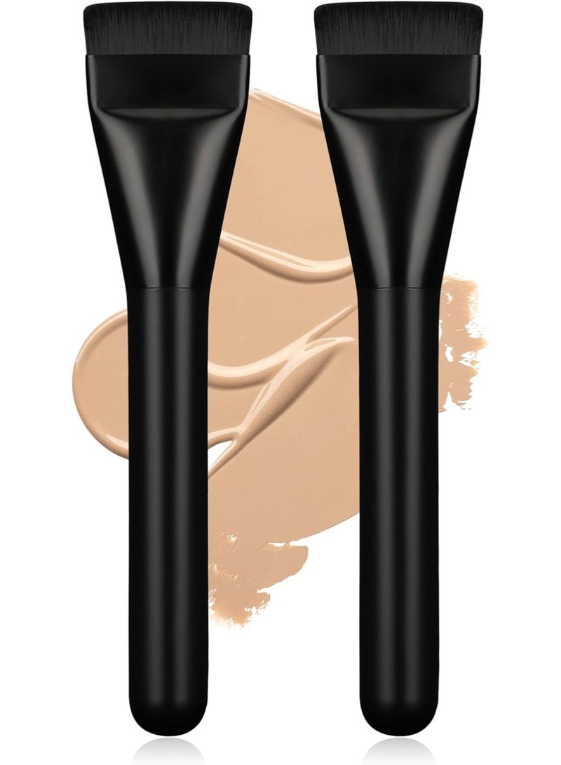 2Pcs Flat Foundation Brush,Face Mask Brush Makeup Spatula Facial Brush for Liquid Foundation Mask,Premium Face Korean Makeup Brush for Blending Cream (Black&Black) - Image 1